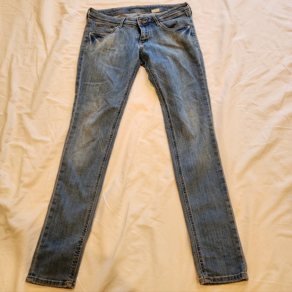 H&M Y2K Low Rise Ultra Skinny Jeans 31x32 Indie Sleaze Stretch Denim